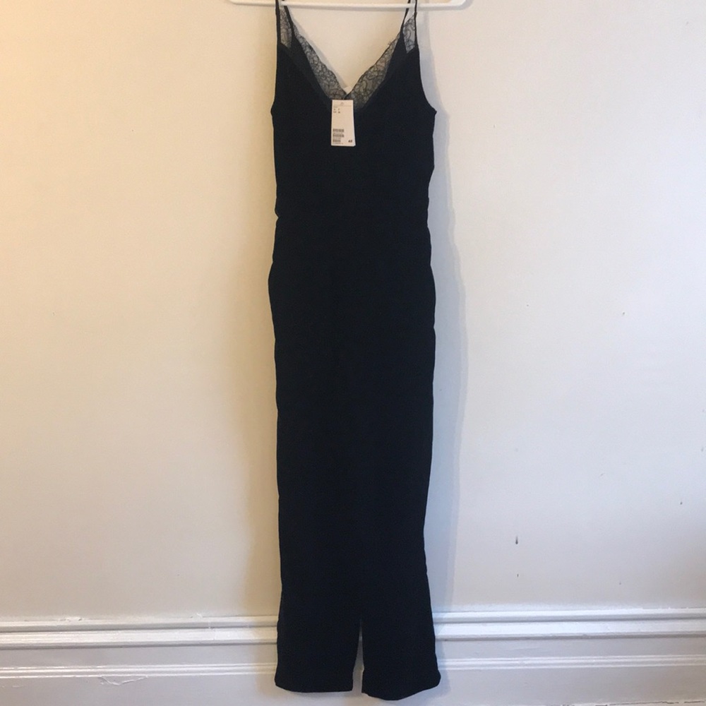 Lace detail velvet romper